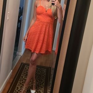 Material girl by Madonna bright coral molded v neck high low dress size medium